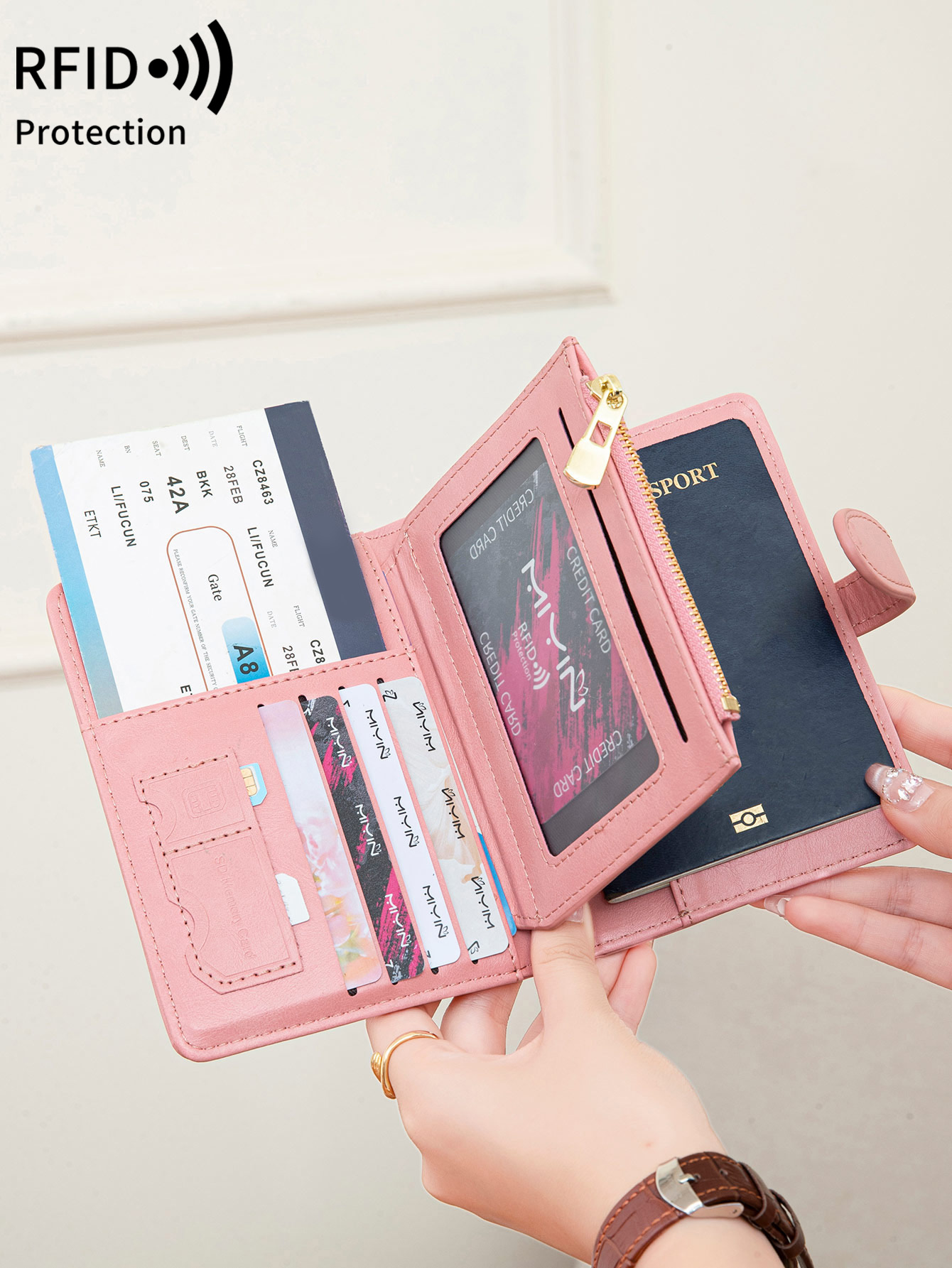 Travel Accessories Wallet - Multi Functional RFID Anti-Theft Brush Passport