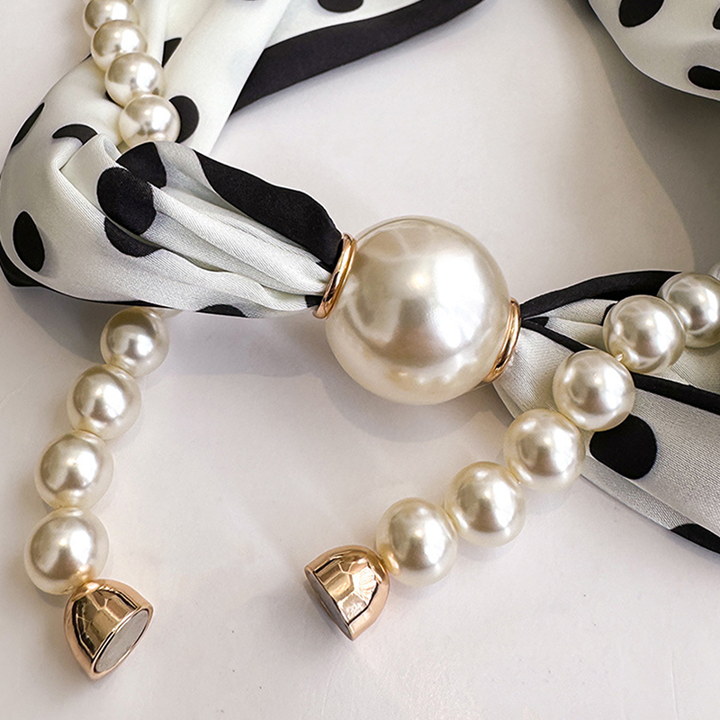 Satin Neck Scarf with Pearls C - Travel Accessories Aesthetic review and price
