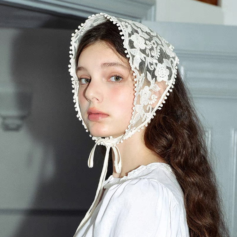 White Woven Floral Lace Hair S - Travel Accessories Aesthetic review and price