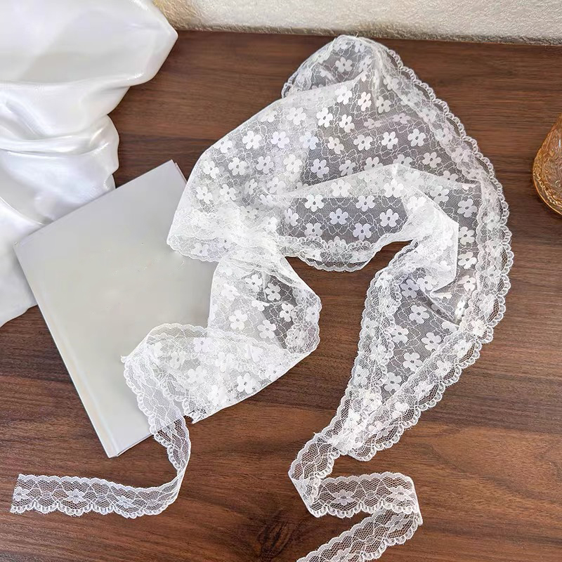 White Woven Floral Lace Hair S - Travel Accessories Aesthetic review and price